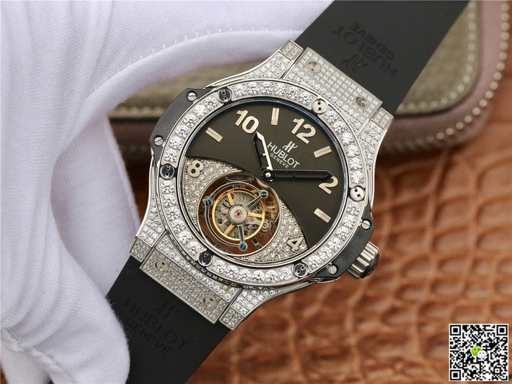 Hublot Big Bang Tourbillon Stainless Steel Diamond Black Dial