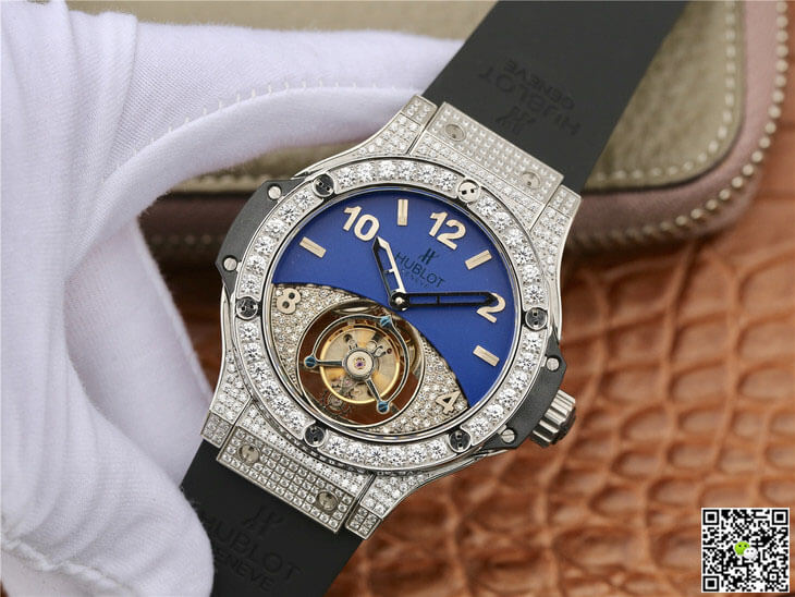 Hublot Big Bang Tourbillon Stainless Steel Diamond Blue Dial