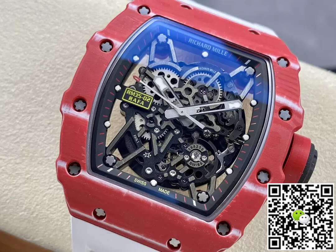 Richard Mille RM35-02 T+ Factory Carbon Fiber Case White Rubber Strap