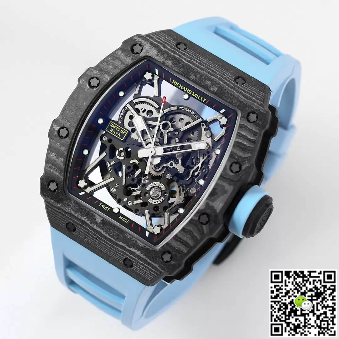 Richard Mille RM35-02 BBR Factory Blue Rubber Strap
