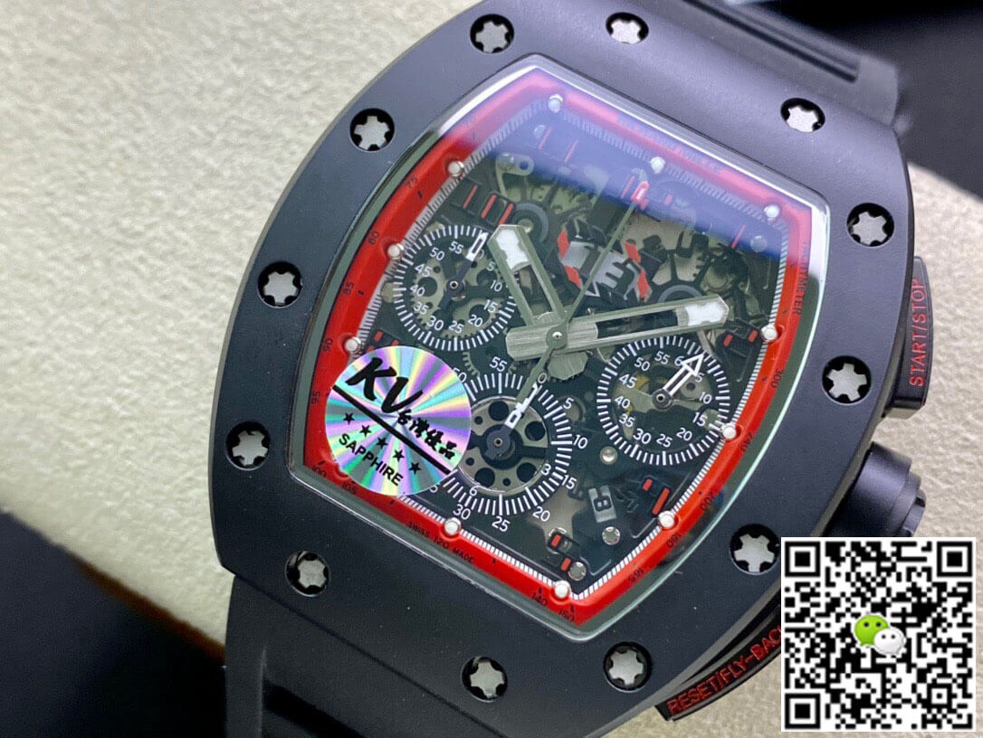 Richard Mille RM011 KV Factory Ceramic Black Rubber Strap