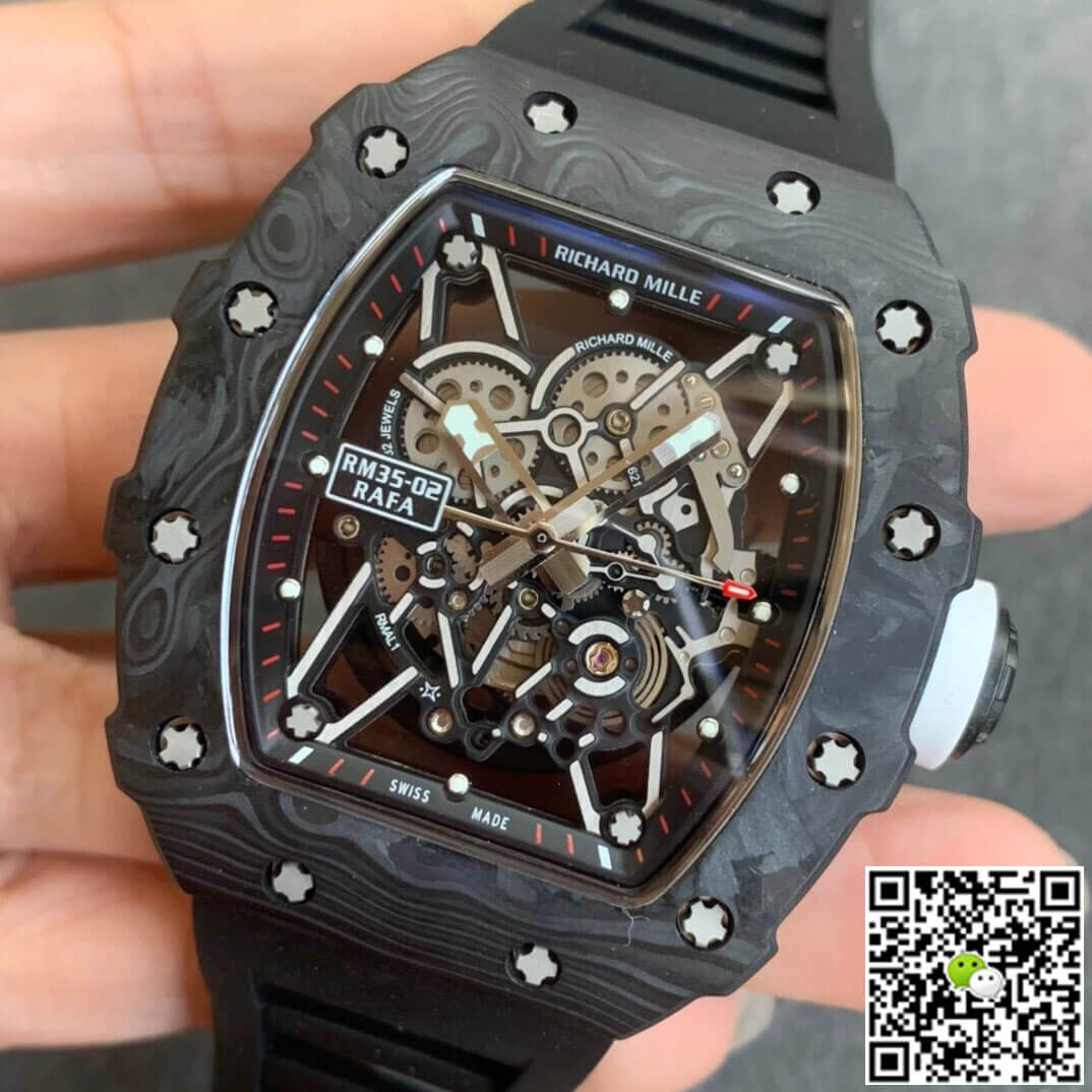 Richard Mille RM035-02 KV Factory Carbon Fiber Black Rubber Strap