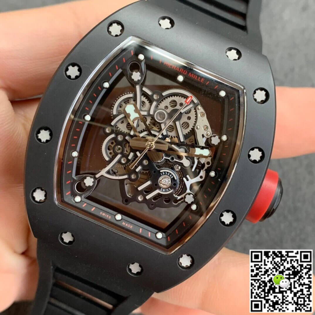 Richard Mille RM055 KV Factory V2 Ceramic Black Rubber Strap