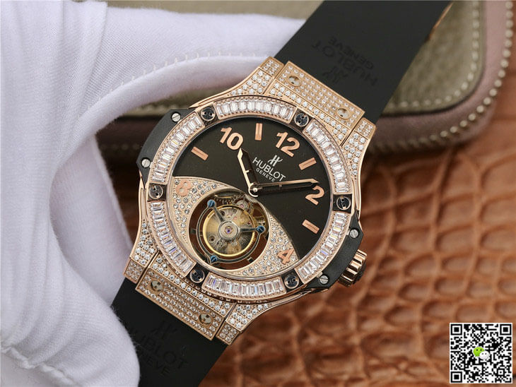 Hublot Big Bang Tourbillon Rose Gold Diamond Black Dial