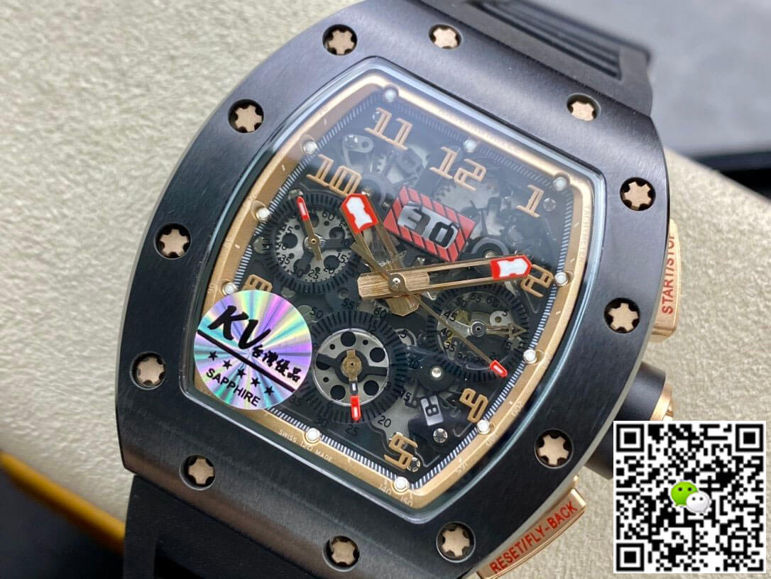 Richard Mille RM011 KV Factory Black Ceramic Skeleton Dial