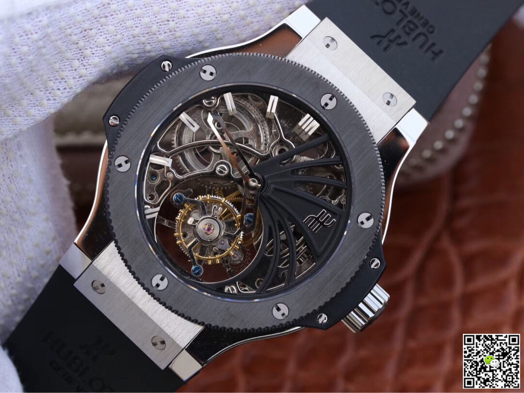 Hublot Big Bang Hollow Tourbillon Ceramic Bezel Skeleton Dial
