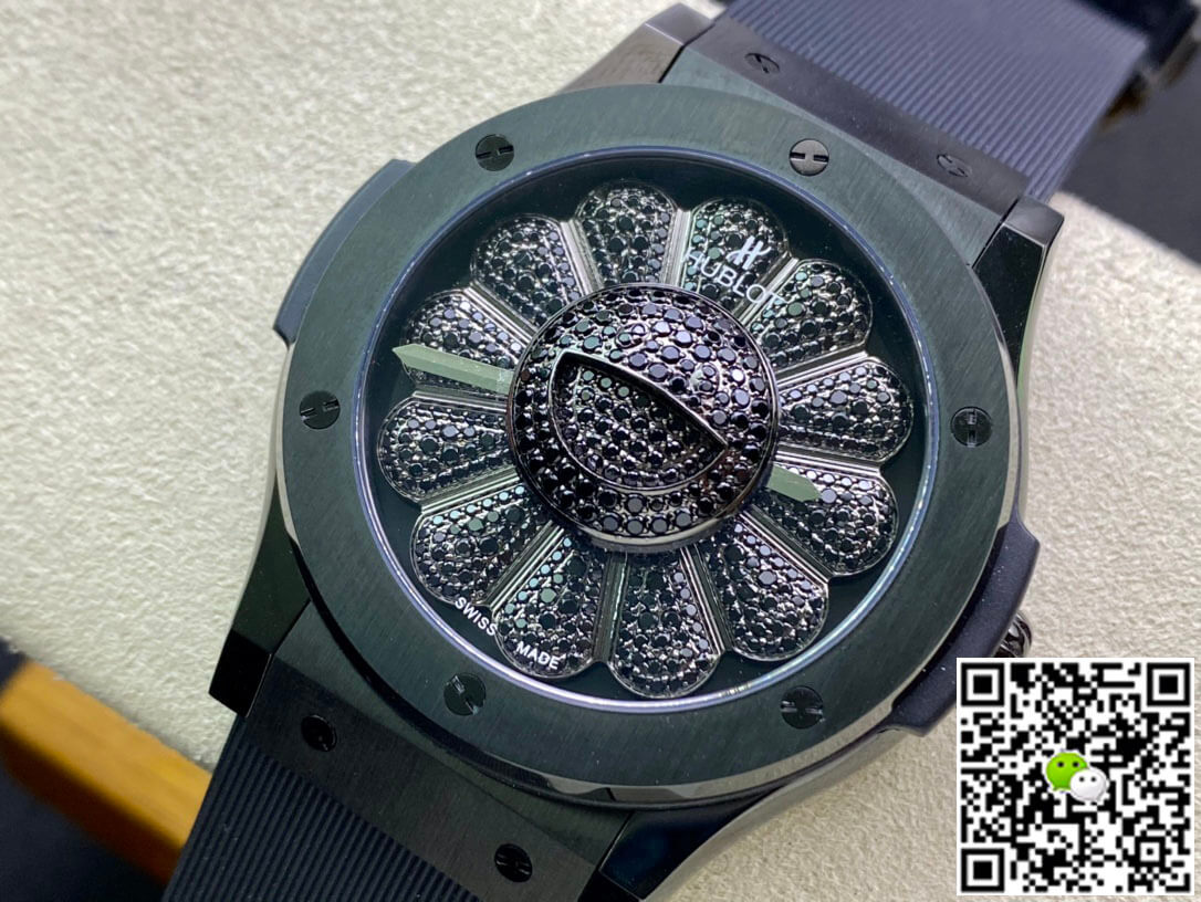 Hublot Classic Fusion Takashi Murakami 507.CX.9000.RX.TAK21 Sunflower Diamond Black Dial