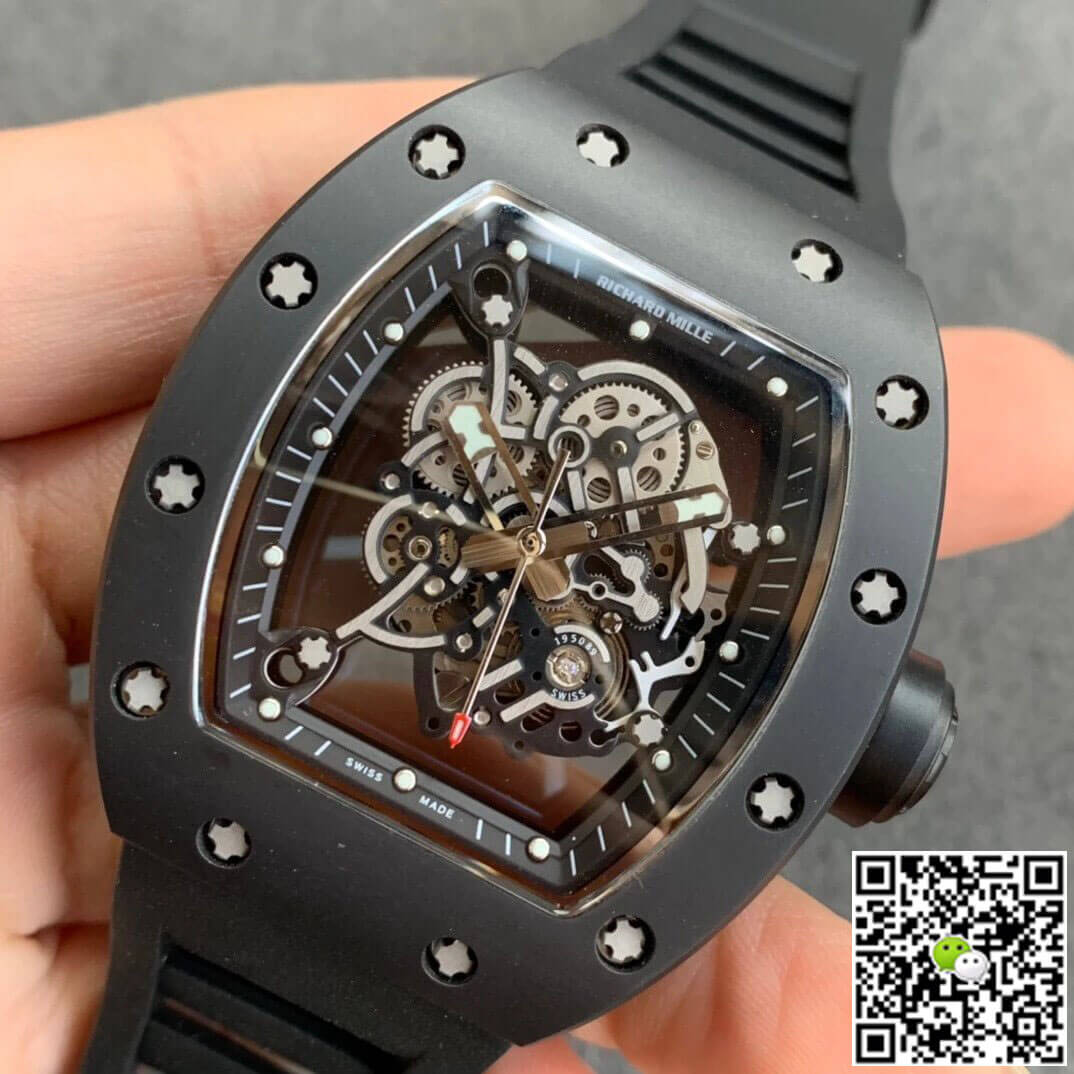 Richard Mille RM055 KV Factory V2 Black Ceramic Rubber Strap