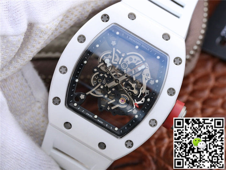 Richard Mille RM055 KV Factory Ceramic White Rubber Strap