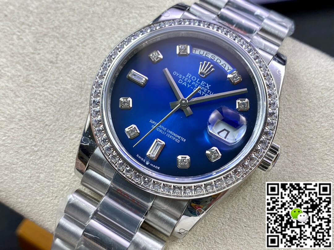Rolex Day Date M128396TBR-0008 36MM GM Factory Diamond Blue Dial