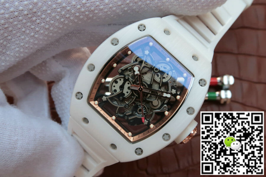 Richard Mille RM055 KV Factory White Ceramic Rubber Strap