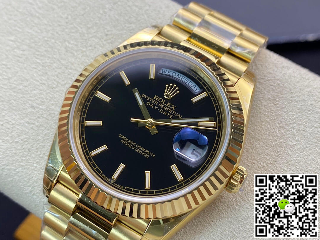 Rolex Day Date 40MM EW Factory Yellow Gold Black Dial