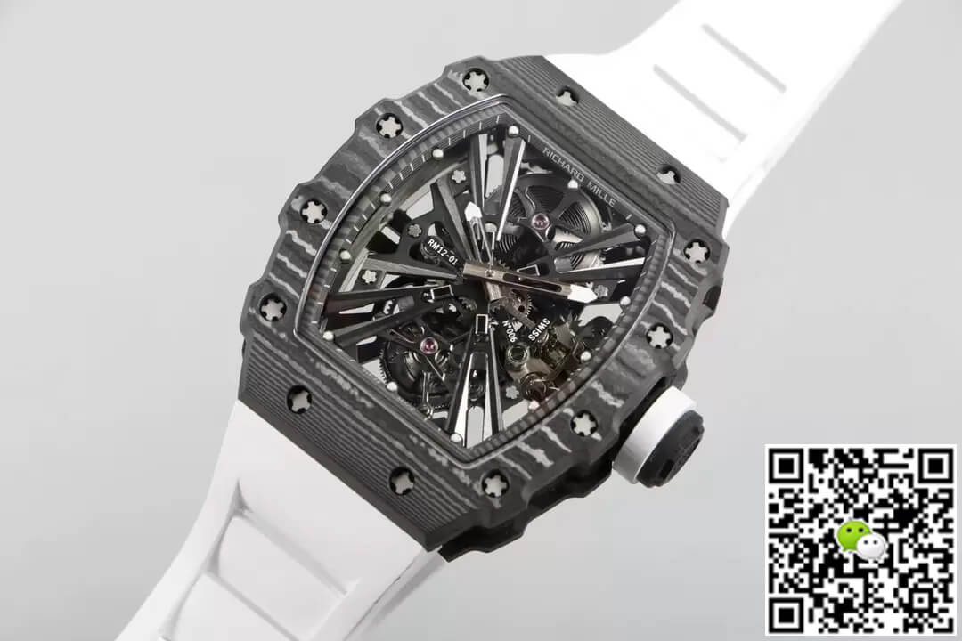 Richard Mille RM12-01 Tourbillon RM Factory Carbon Fiber White Strap