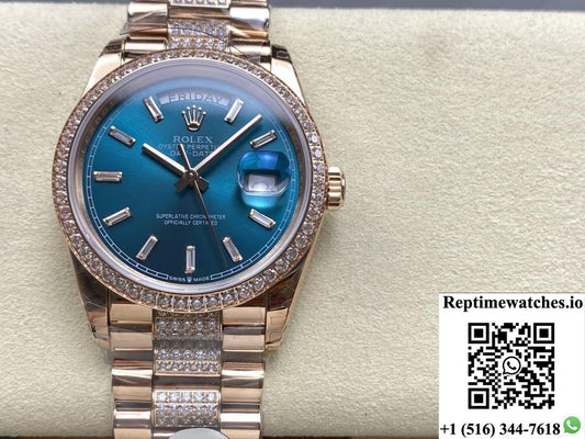 Rolex Day-Date M128345rbr-0084 8+ Factory Blue Crystal Watch Mirror