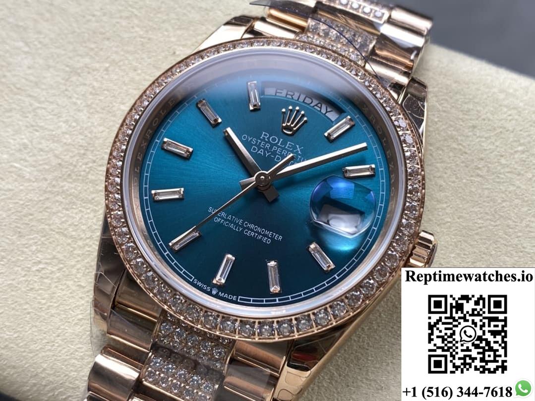 Rolex Day-Date M128345rbr-0084 8+ Factory Blue Crystal Watch Mirror