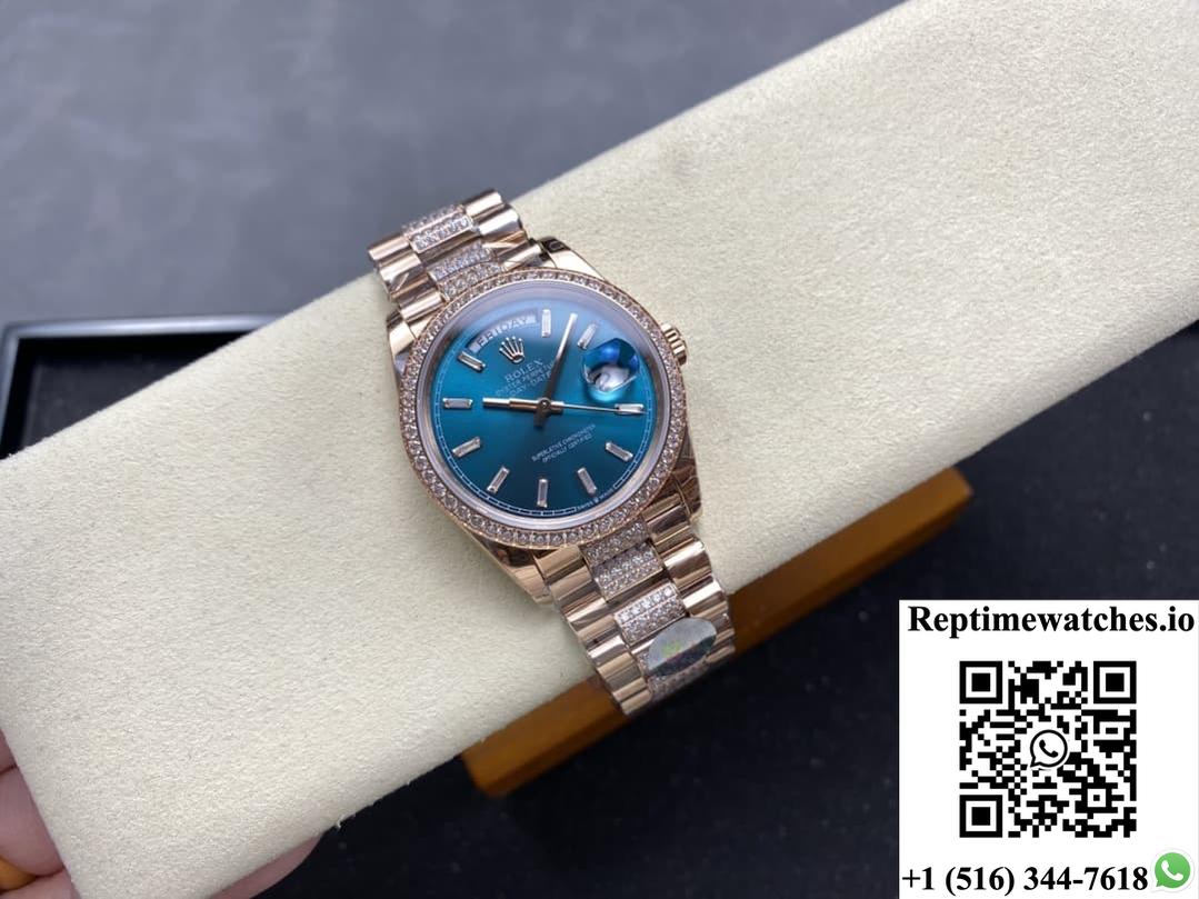 Rolex Day-Date M128345rbr-0084 8+ Factory Blue Crystal Watch Mirror