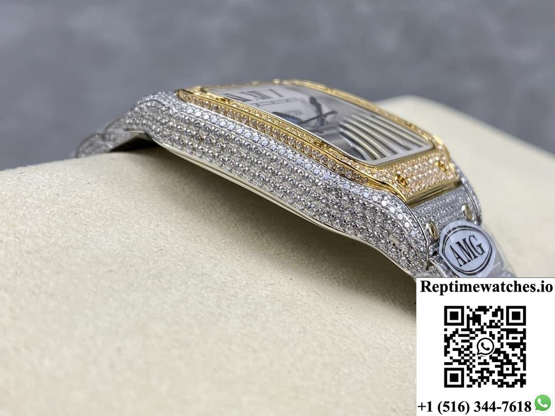 Cartier Santos W2SA0023 AMG factory diamond strap