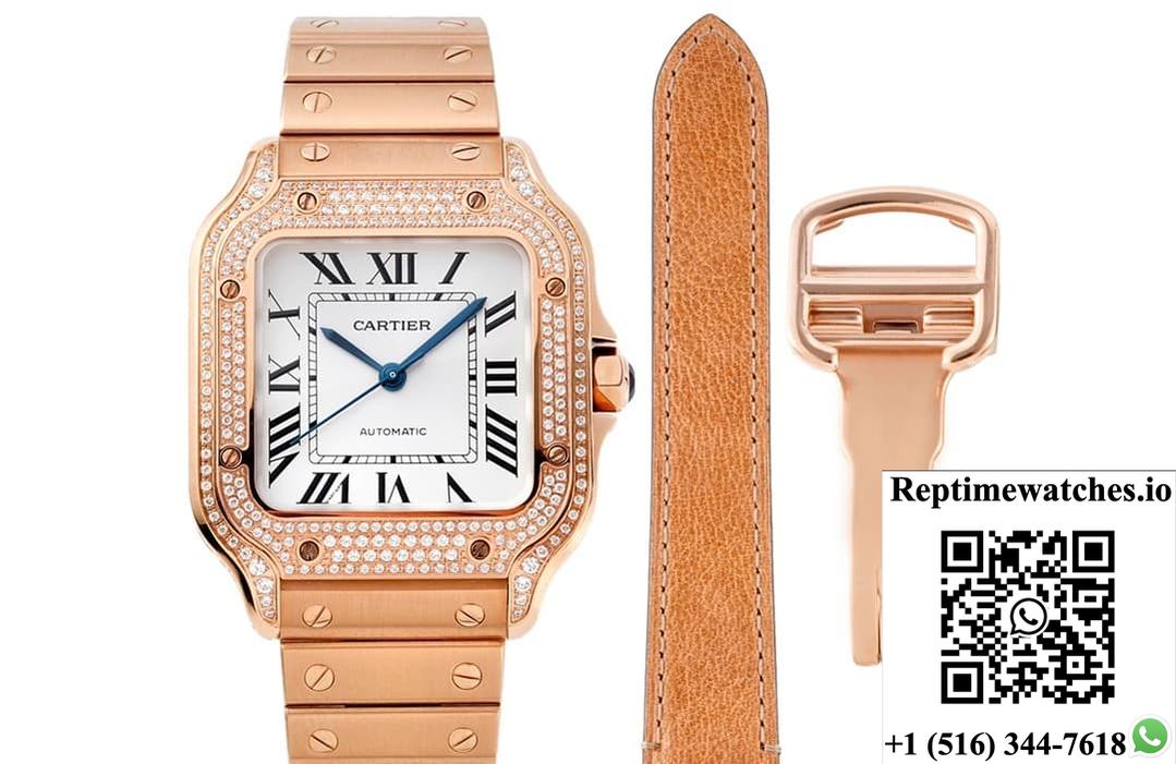 Cartier Santos WJSA0012 BV factory diamond case