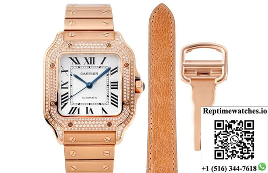 Cartier Santos WJSA0012 BV factory diamond case