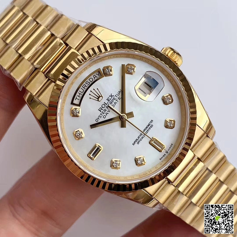 Rolex Day-Date M128238 EW Factory White Dial Diamond Time Scale