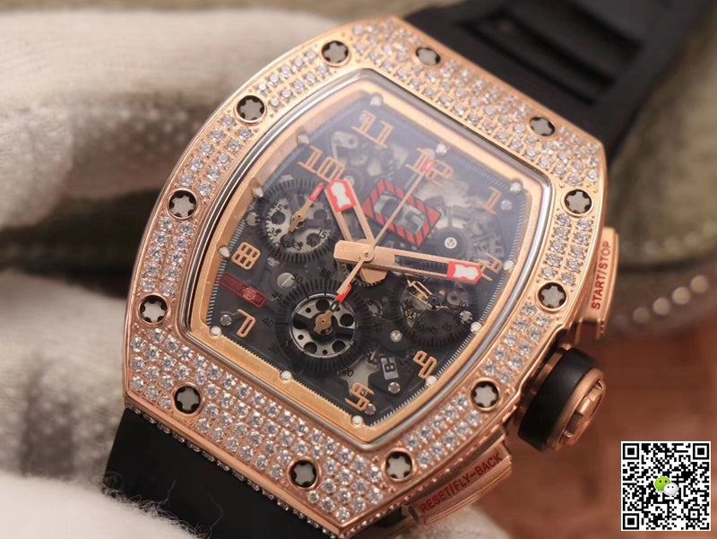 Richard Mille RM011 RG/5423 Felipe Massa KV Factory Rose Gold Diamond Bezel