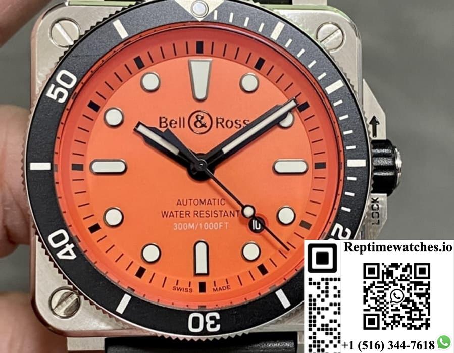 Bell & Ross Instruments Br0392-D-O-St-Srb Br Factory Rubber Strap-Rep Time Watches