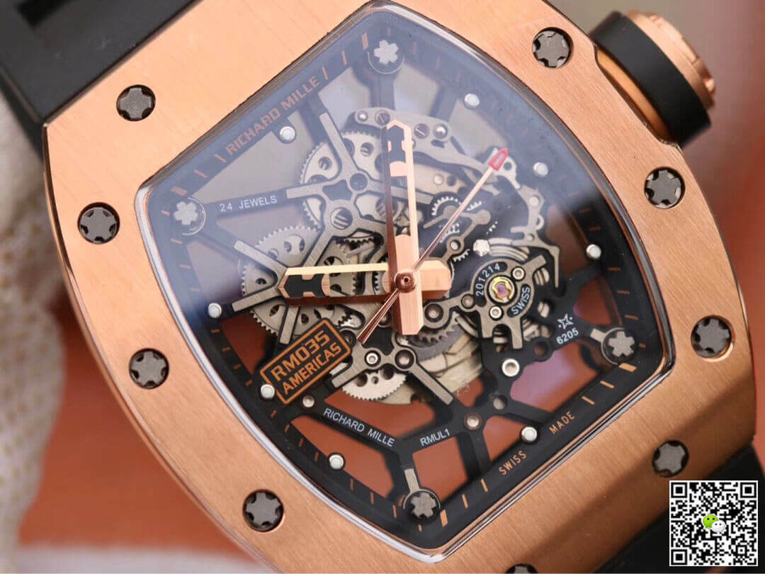Richard Mille RM035 Americas KV Factory Rose Gold Black Strap