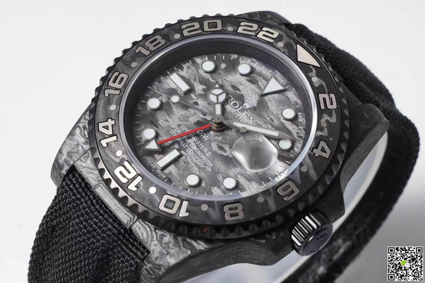 Rolex GMT-MASTER II Diw Carbon Fiber Black Fabric Strap