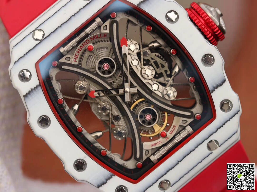 Richard Mille RM53-01 KV Factory White TPT Carbon Fiber Red Strap