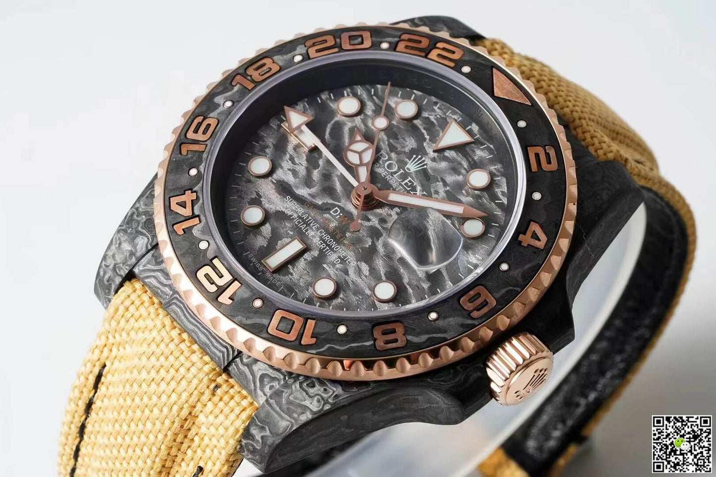 Rolex GMT-MASTER II Diw Carbon Fiber Yellow Fabric Strap