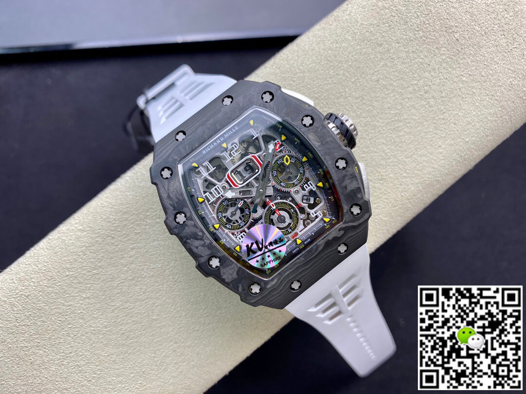Richard Mille RM011-03 KV Factory Carbon Fiber White Strap