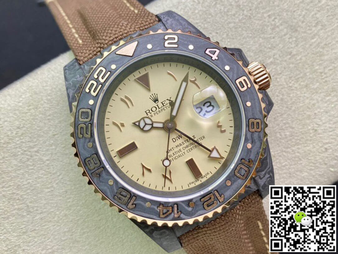 Rolex GMT-MASTER II Diw Carbon Fiber Brown Fabric Strap
