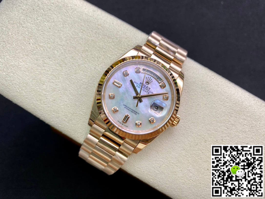 Rolex Day Date M128235-0029 EW Factory White Mother-Of-Pearl Dial