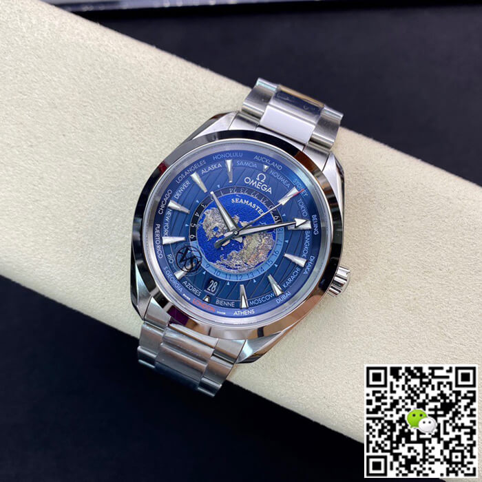 Omega Seamaster Aqua Terra GMT Worldtimer 220.10.43.22.03.001 VS Factory Blue Dial