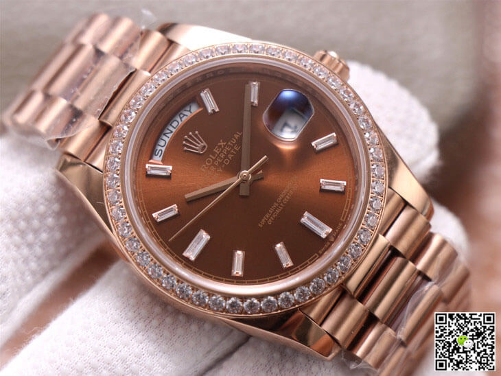 Rolex Day-Date M228345RBR-0006 EW Factory Diamond Chocolate Color Dial