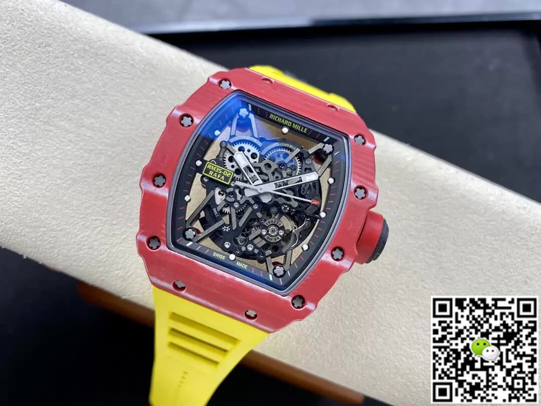 Richard Mille RM35-02 T+ Factory Carbon Fiber Case Yellow Rubber Strap