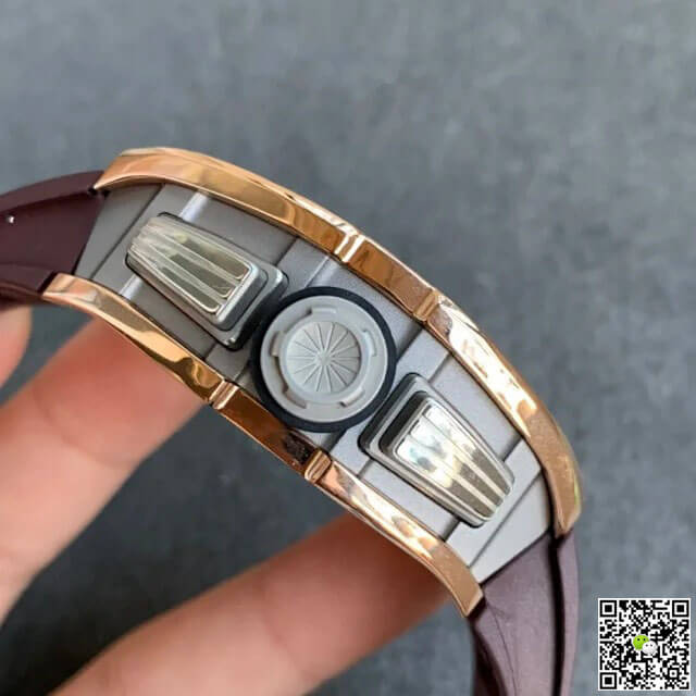 Richard Mille RM011 KV Factory Rose Gold Brown Rubber Strap