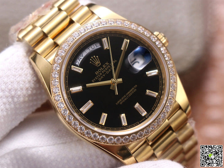 Rolex Day-Date M228348RBR-0001 EW Factory Yellow Gold Black Dial