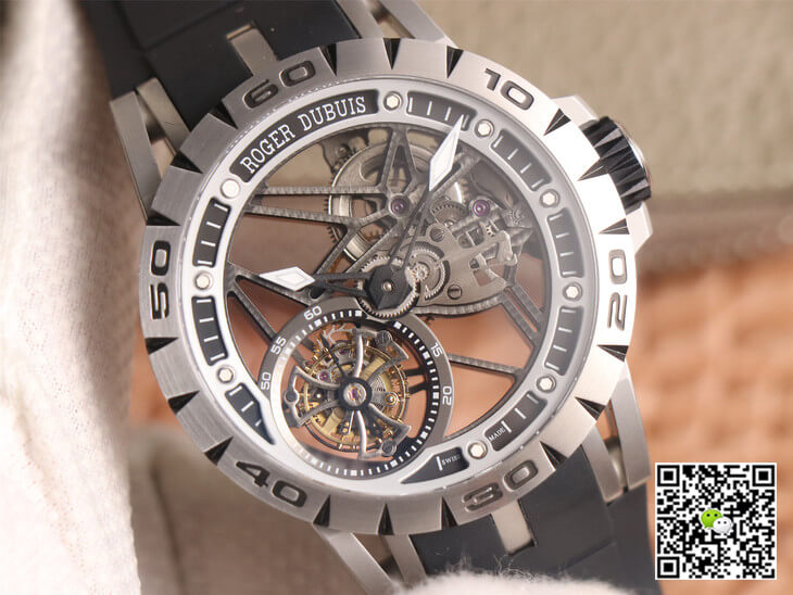 Roger Dubuis Excalibur Spidr RDDBEX0479 JB Factory Tourbillon Skeleton Dial Black Strap