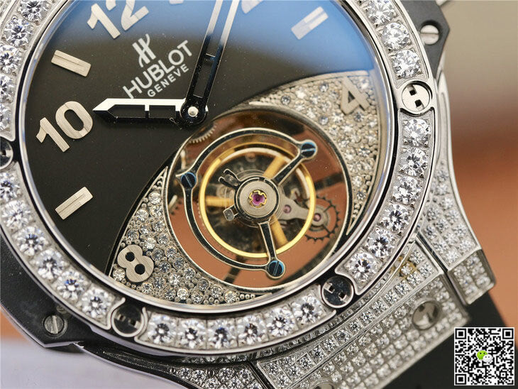 Hublot Big Bang Tourbillon Stainless Steel Diamond Black Dial