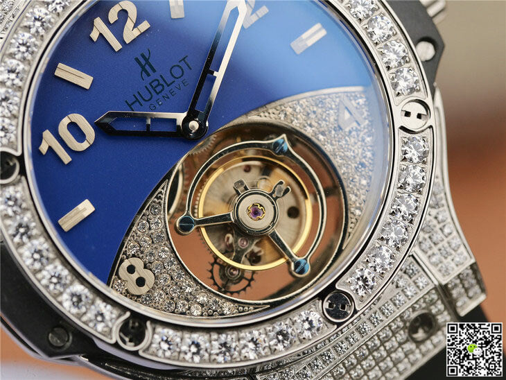Hublot Big Bang Tourbillon Stainless Steel Diamond Blue Dial