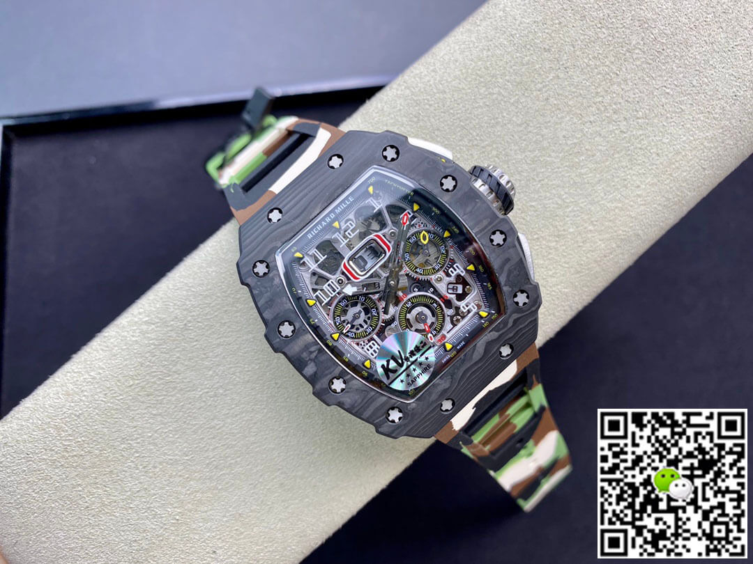 Richard Mille RM-011 KV Factory V2  Carbon Fiber Camo Rubber Strap