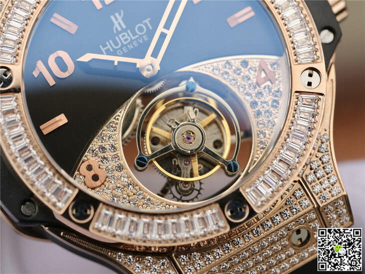 Hublot Big Bang Tourbillon Rose Gold Diamond Black Dial