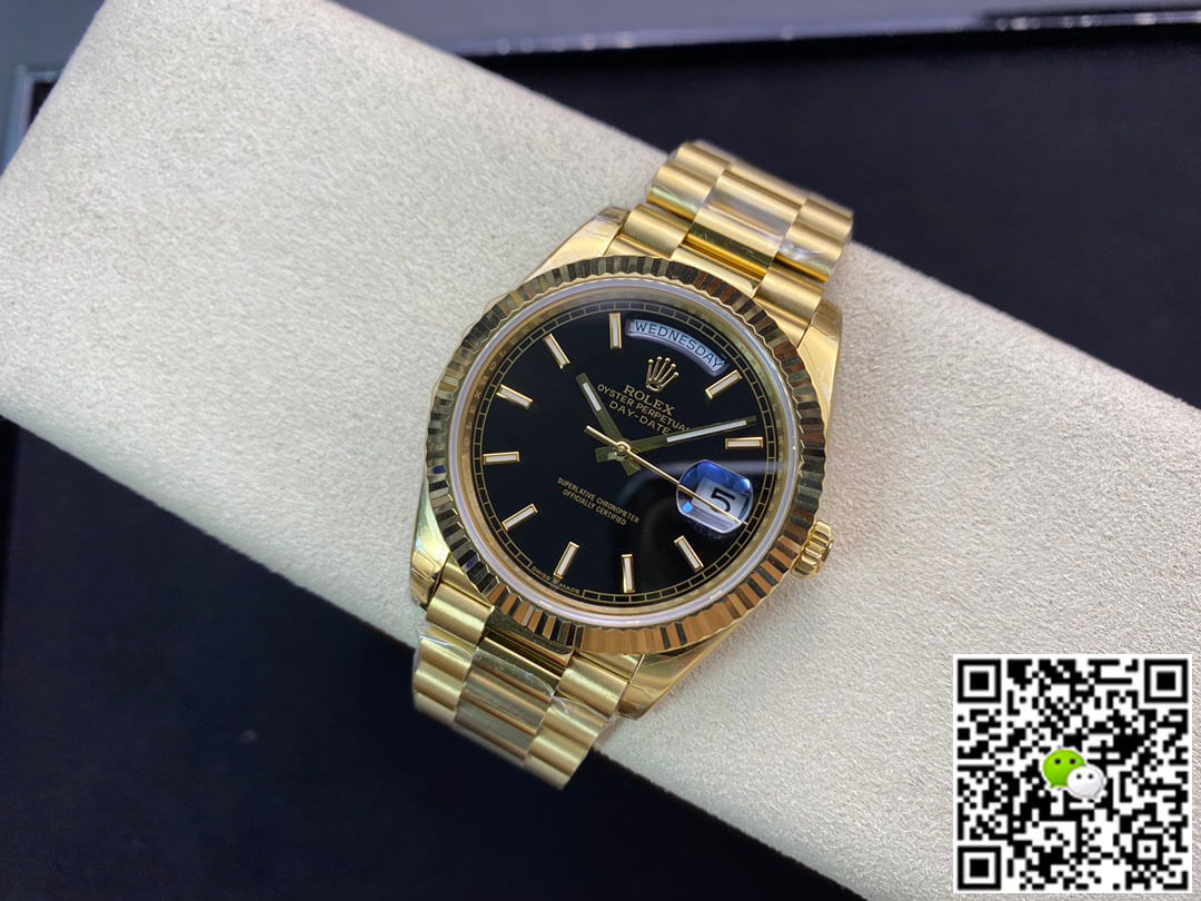 Rolex Day Date 40MM EW Factory Yellow Gold Black Dial
