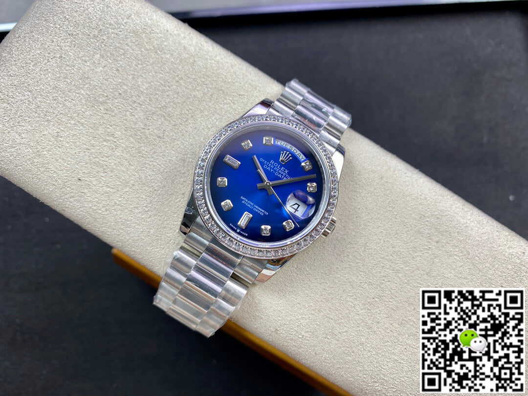 Rolex Day Date M128396TBR-0008 36MM GM Factory Diamond Blue Dial