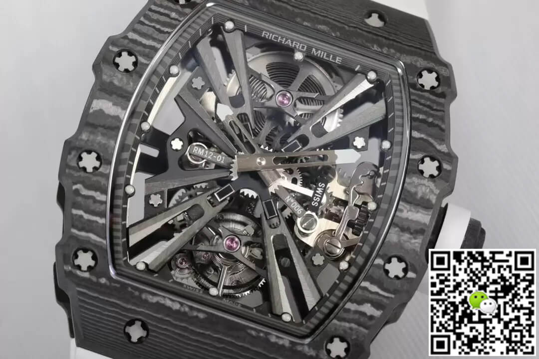 Richard Mille RM12-01 Tourbillon RM Factory Carbon Fiber White Strap