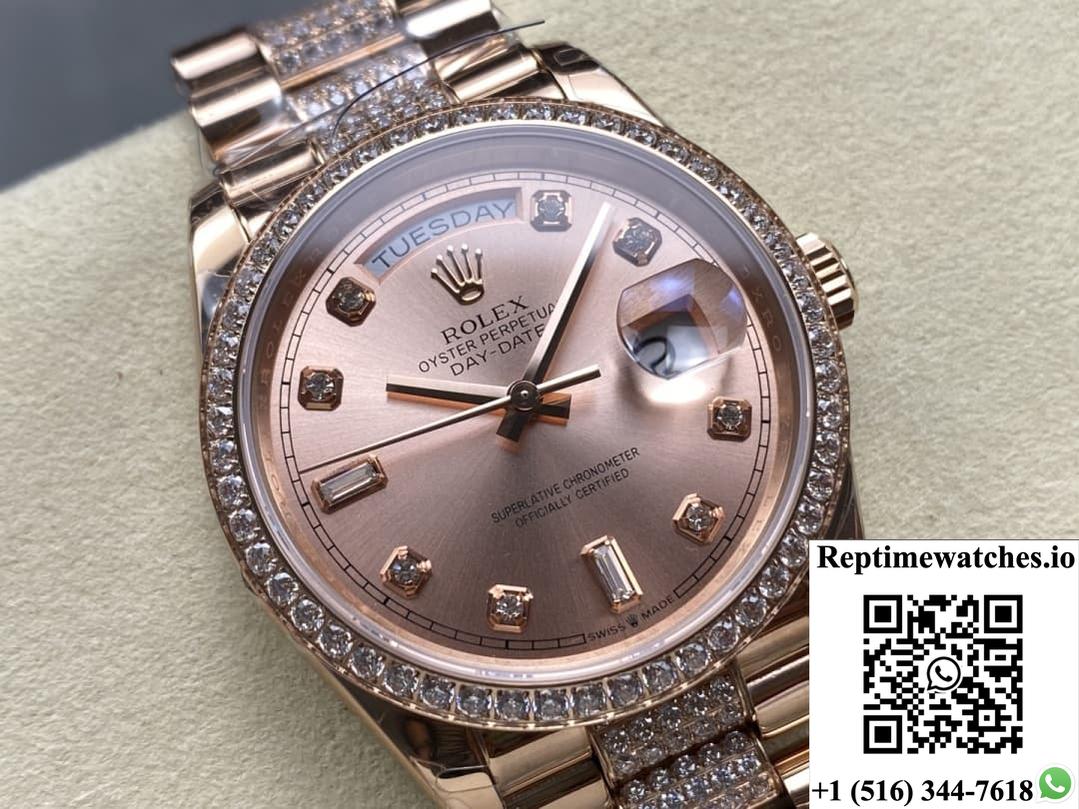 Rolex Day-Date M128345RBR-0020 8+ Factory Diamond Hour Markers