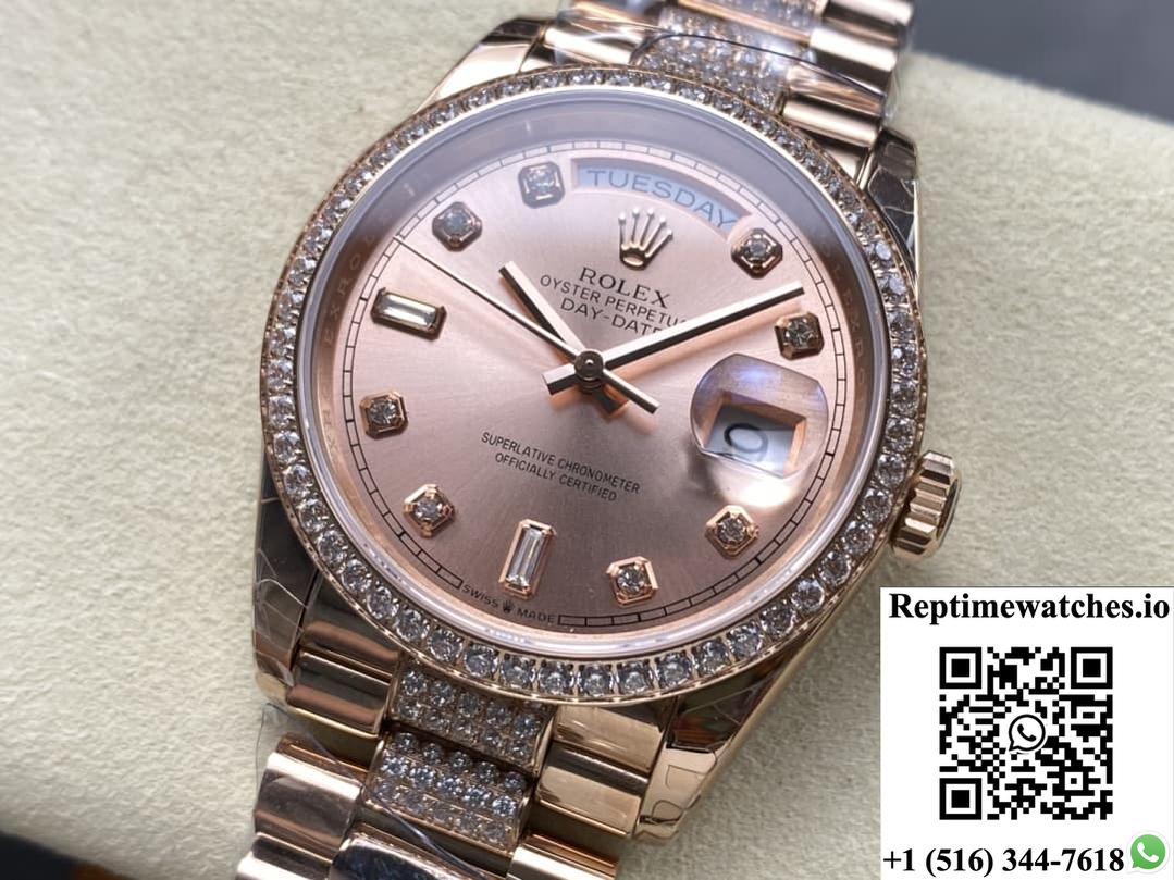 Rolex Day-Date M128345RBR-0020 8+ Factory Diamond Hour Markers