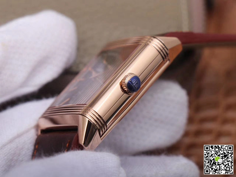 Jaeger LeCoultre Reverso Tribute Double-sided Double Time Zone Flip MG Factory Rose Gold Black Dial