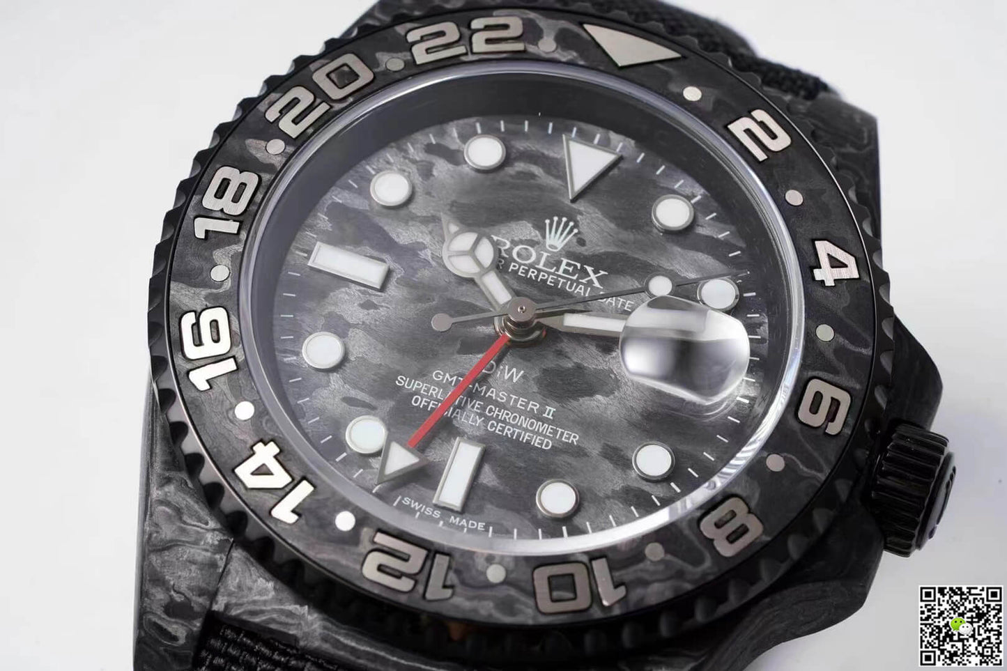 Rolex GMT-MASTER II Diw Carbon Fiber Black Fabric Strap